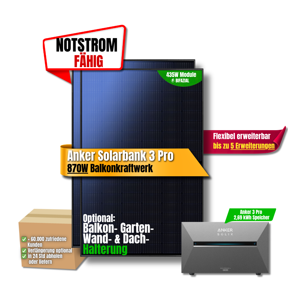 870 W Balkonkraftwerk Anker SOLIX Solarbank 3 Pro