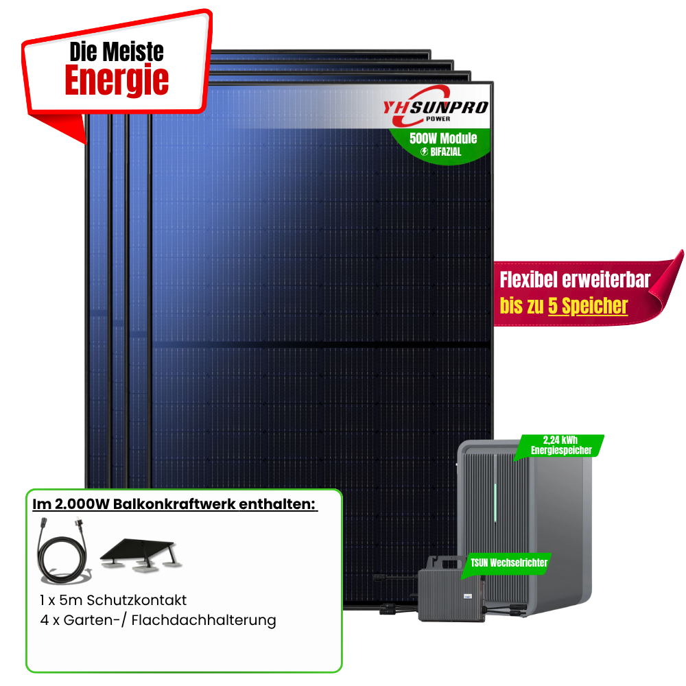 FlexiSolar 2000W +2,24kWh Speicher