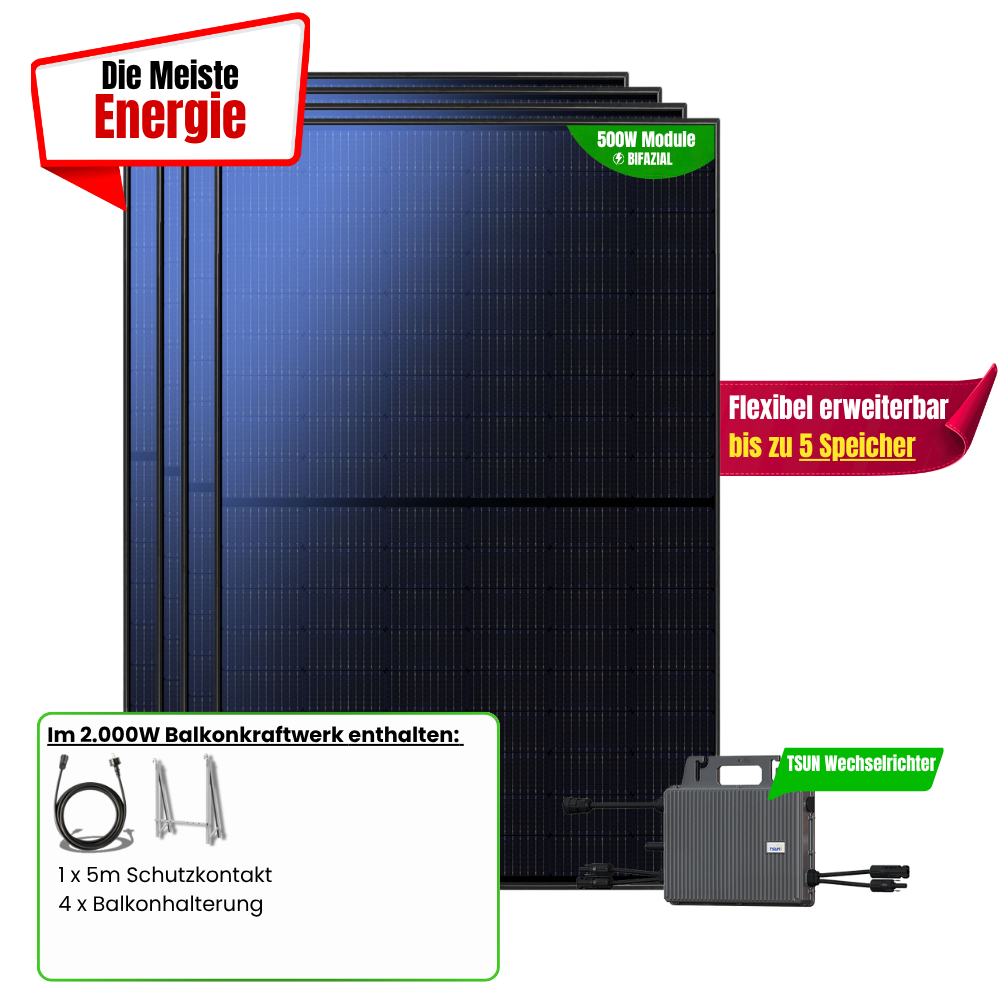 FlexiSolar 2000 W Balkonkraftwerk
