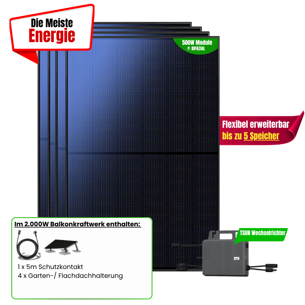 FlexiSolar 2000 W Balkonkraftwerk