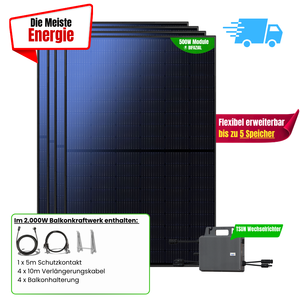 FlexiSolar 2000 W Balkonkraftwerk