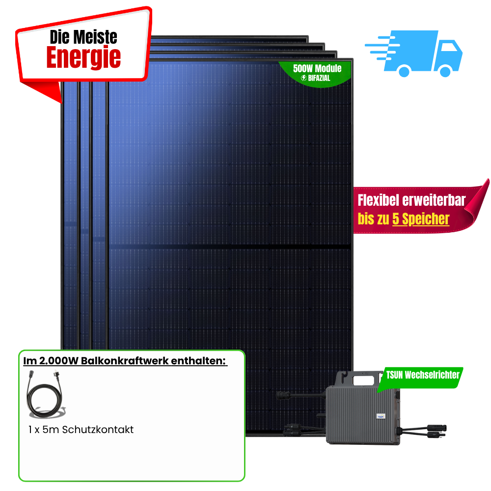 FlexiSolar 2000 W Balkonkraftwerk