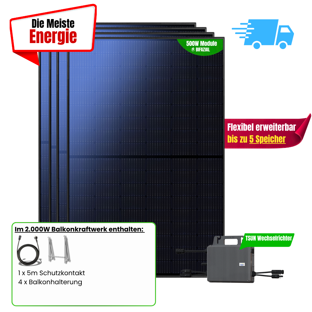 FlexiSolar 2000 W Balkonkraftwerk