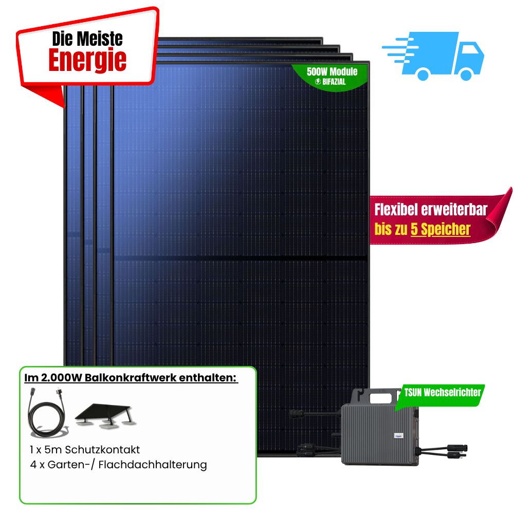 FlexiSolar 2000 W Balkonkraftwerk