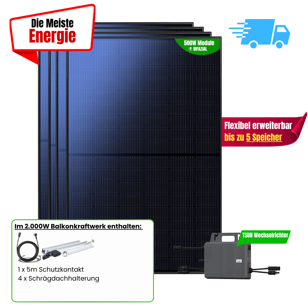 FlexiSolar 2000 W Balkonkraftwerk