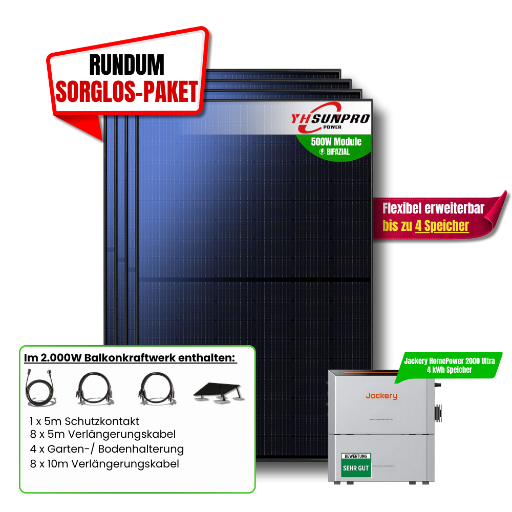 2000 Watt Jackery Homepower 2000 Ultra Balkonkraftwerk 4kWh