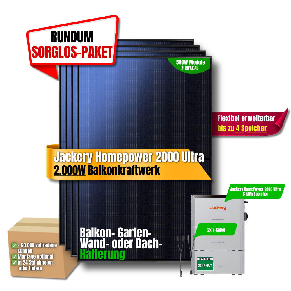 2000 W Balkonkraftwerk Jackery mit 6 kWh Speicher