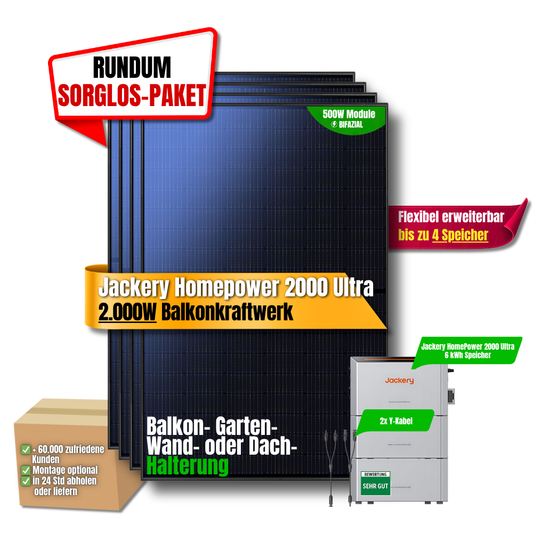 2000 W Balkonkraftwerk Jackery mit 6 kWh Speicher