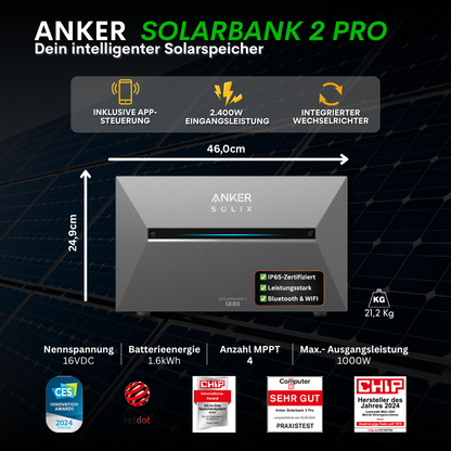 2.000W Anker 2 Pro Balkonkraftwerk Halterungen und Solarkabel Zubehör wählbar