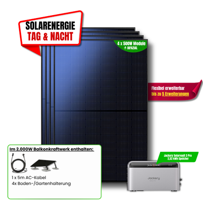 2000 W Balkonkraftwerk Jackery mit 2,52 kWh Speicher