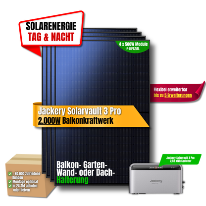 2000 W Balkonkraftwerk Jackery mit 2,52 kWh Speicher