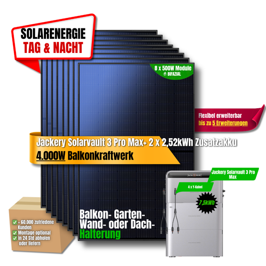 4000 W Balkonkraftwerk Jackery mit 7,5 kWh Speicher