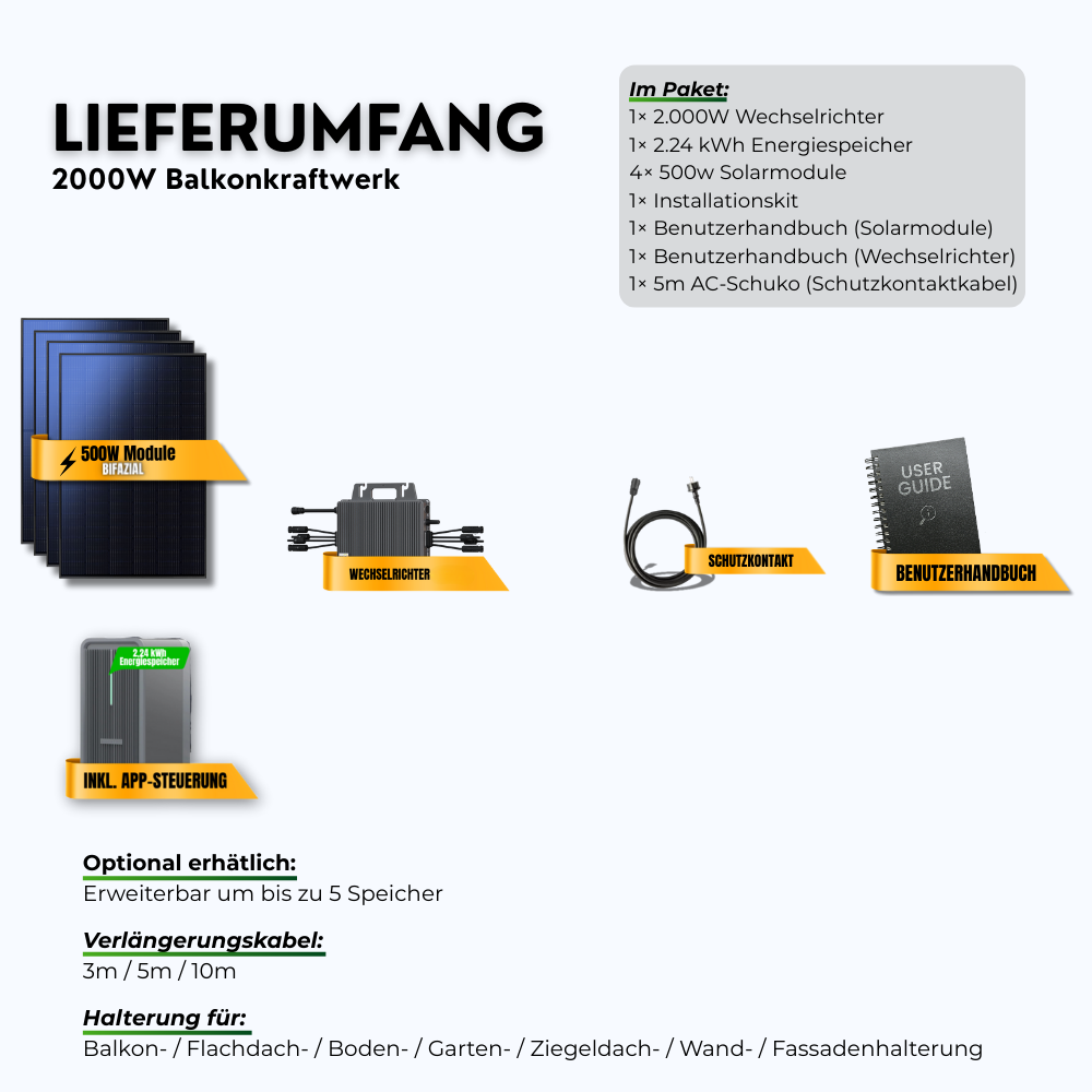 FlexiSolar 2000W +2,24kWh Speicher