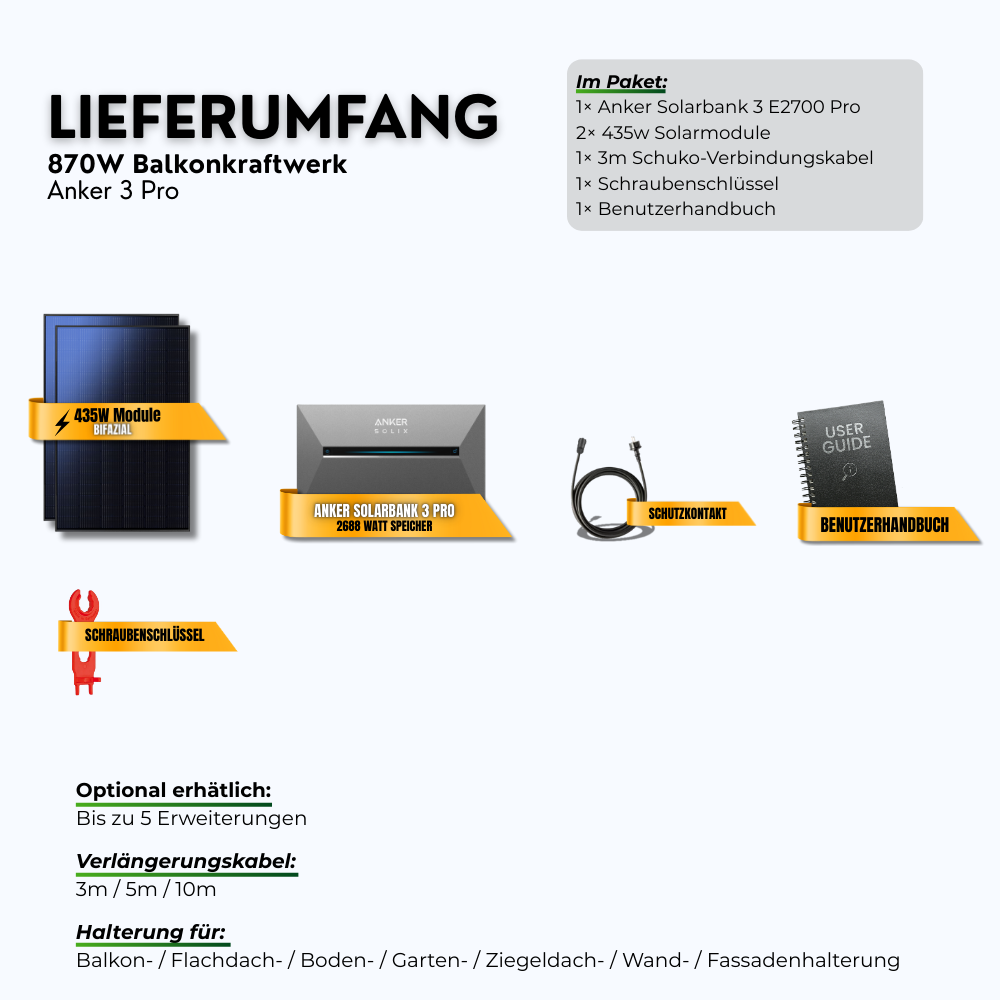 870 Watt Anker Solix Pro 3 Balkonkraftwerk