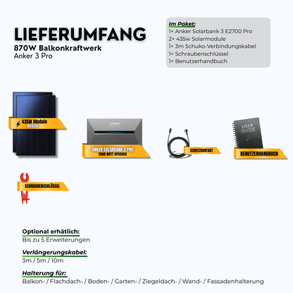 870 Watt Anker Solix Pro 3 Balkonkraftwerk