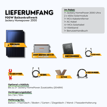 900W Jackery HomePower 2000 Balkonkraftwerk 1500W AC Notstrom