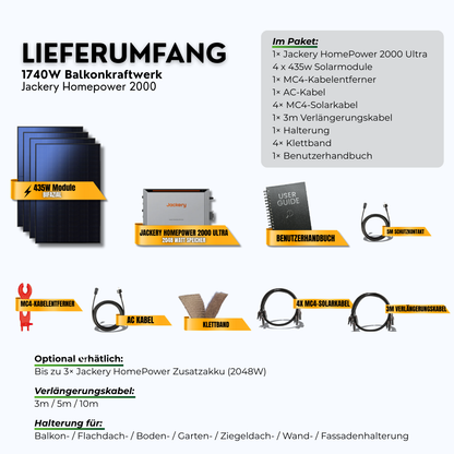 1740 Watt Jackery Homepower 2000 Ultra Balkonkraftwerk