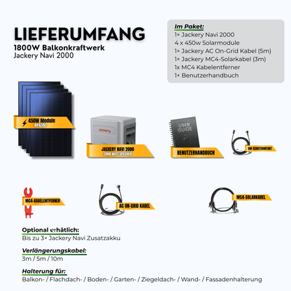 1800W Jackery Navi 2000 Balkonkraftwerk