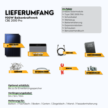 900 Watt Tuya FlexHome Serie CBE 2000 Pro Balkonkraftwerk