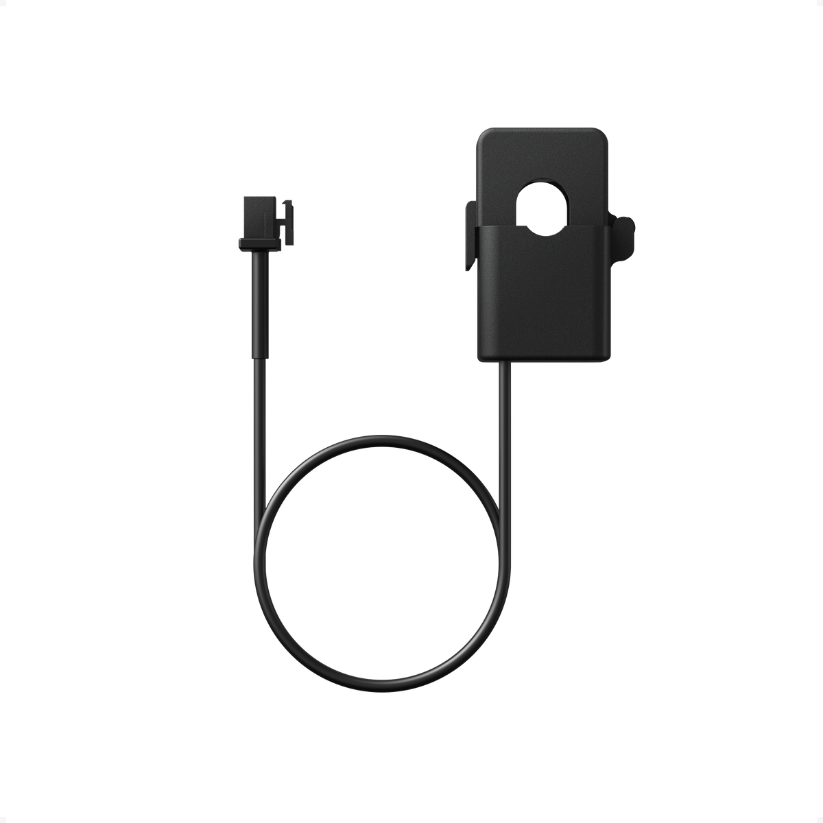 Ein schwarzer Klapp-Stromwandler mit Anschlusskabel und Stecker für den Anker SOLIX Smart Meter Gen 2.