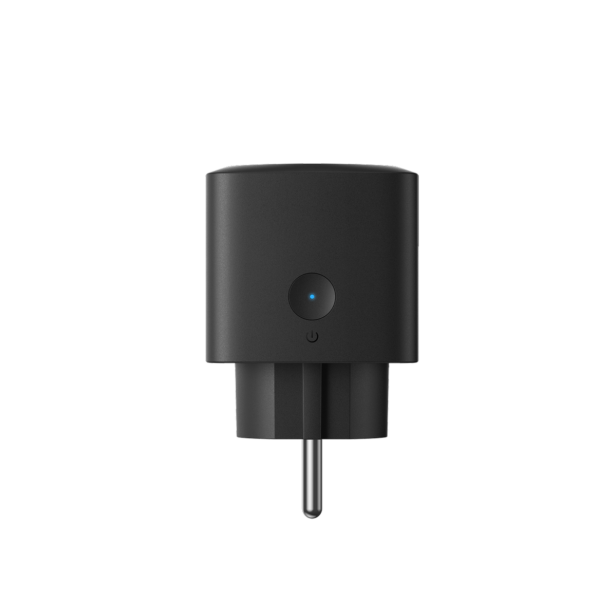 Seitenansicht des Smart Plug Gen 2 mit Taste und blauer Statusleuchte.