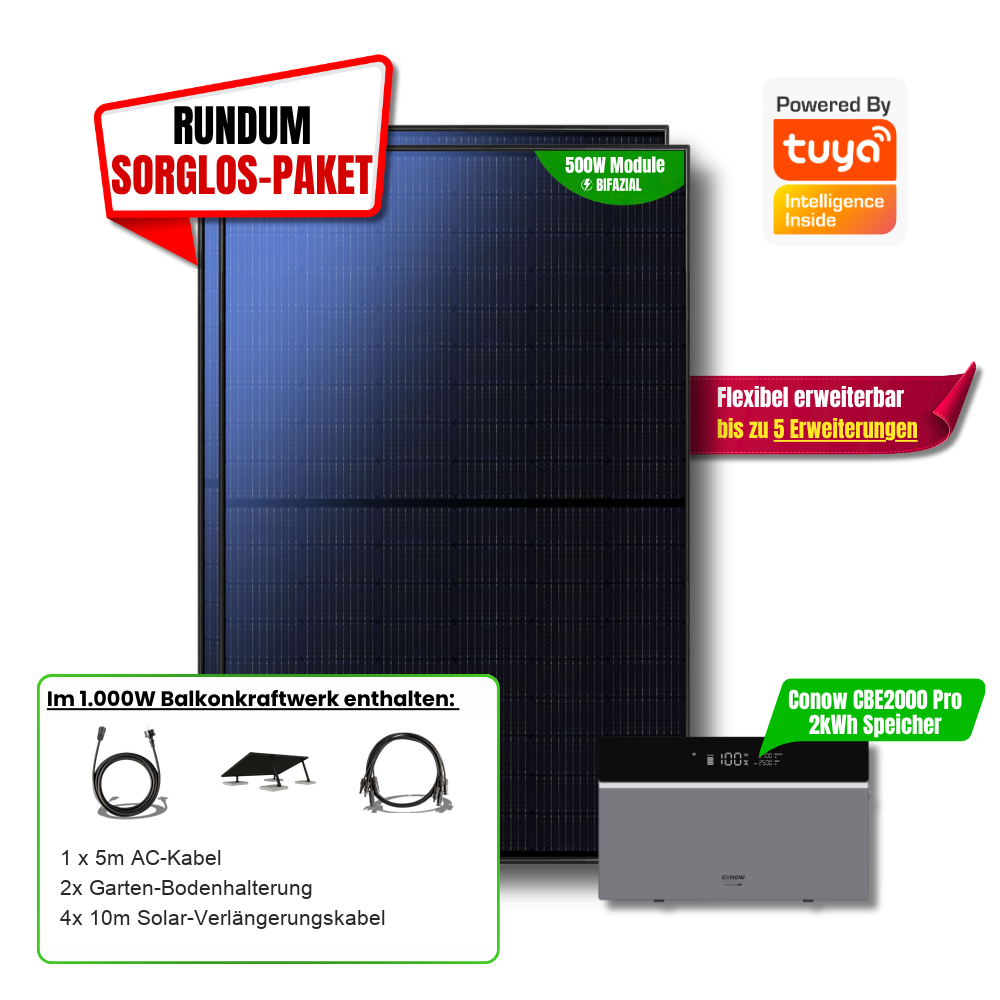 conow-tuya-cbe-2000-pro-flexisolar-1000w-balkonkraftwerk-2kwh-speicher-Garten-Bodenhalterung-10m-kabel
